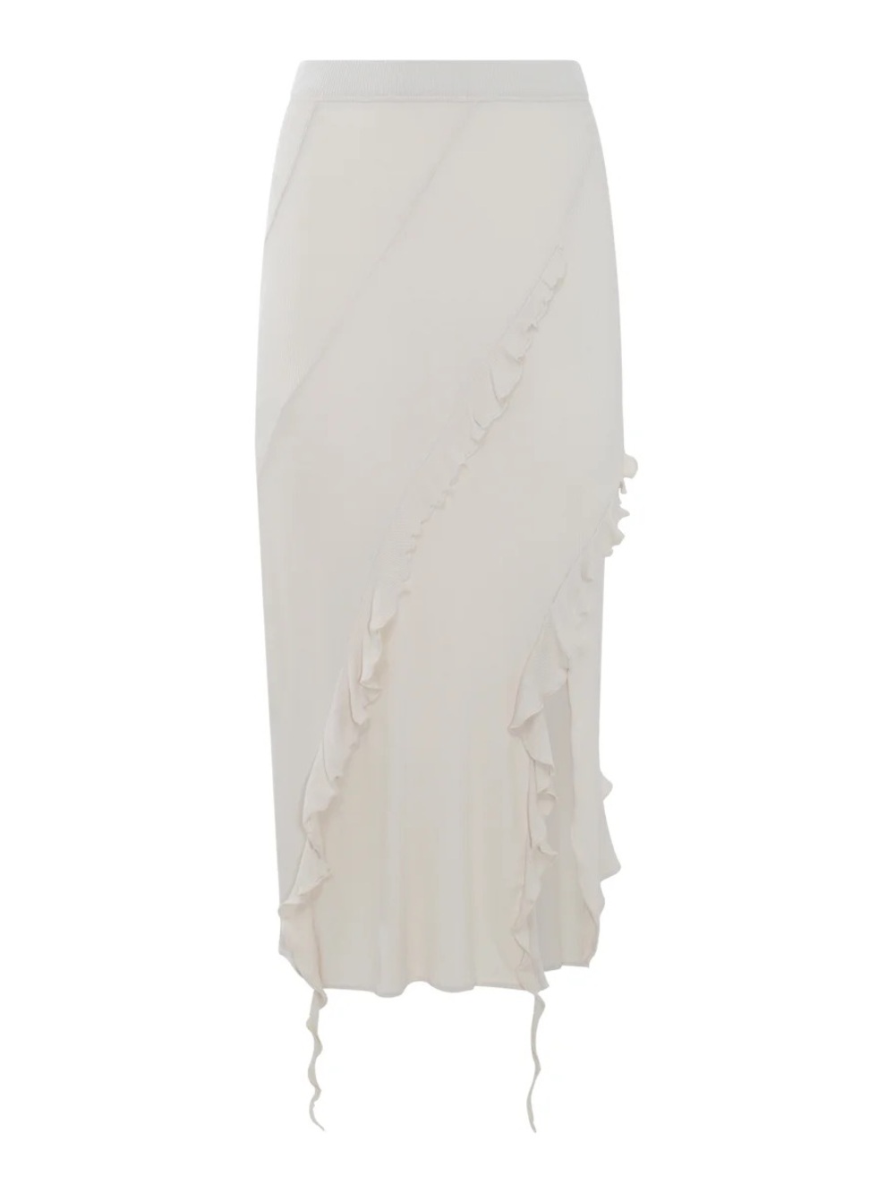 Acne Cream Ruffle-Trim Midi Skirt